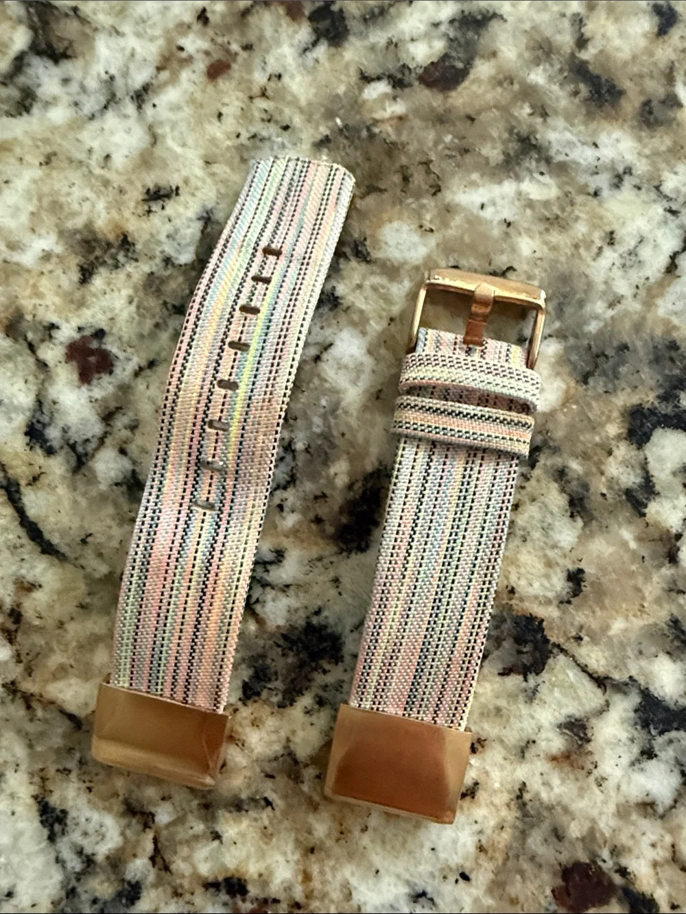 Striped Elastic Watch Band Replacement in Pink, Cream & Gold